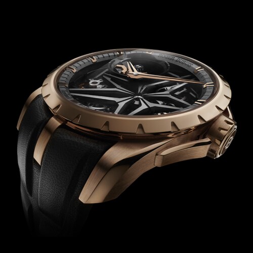 Roger Dubuis watch, excalibur collection, monobalancier, skeleton watch