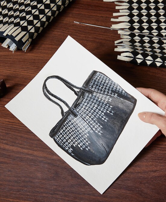 The Mini Secret Bag in Black and Off White Mosaico