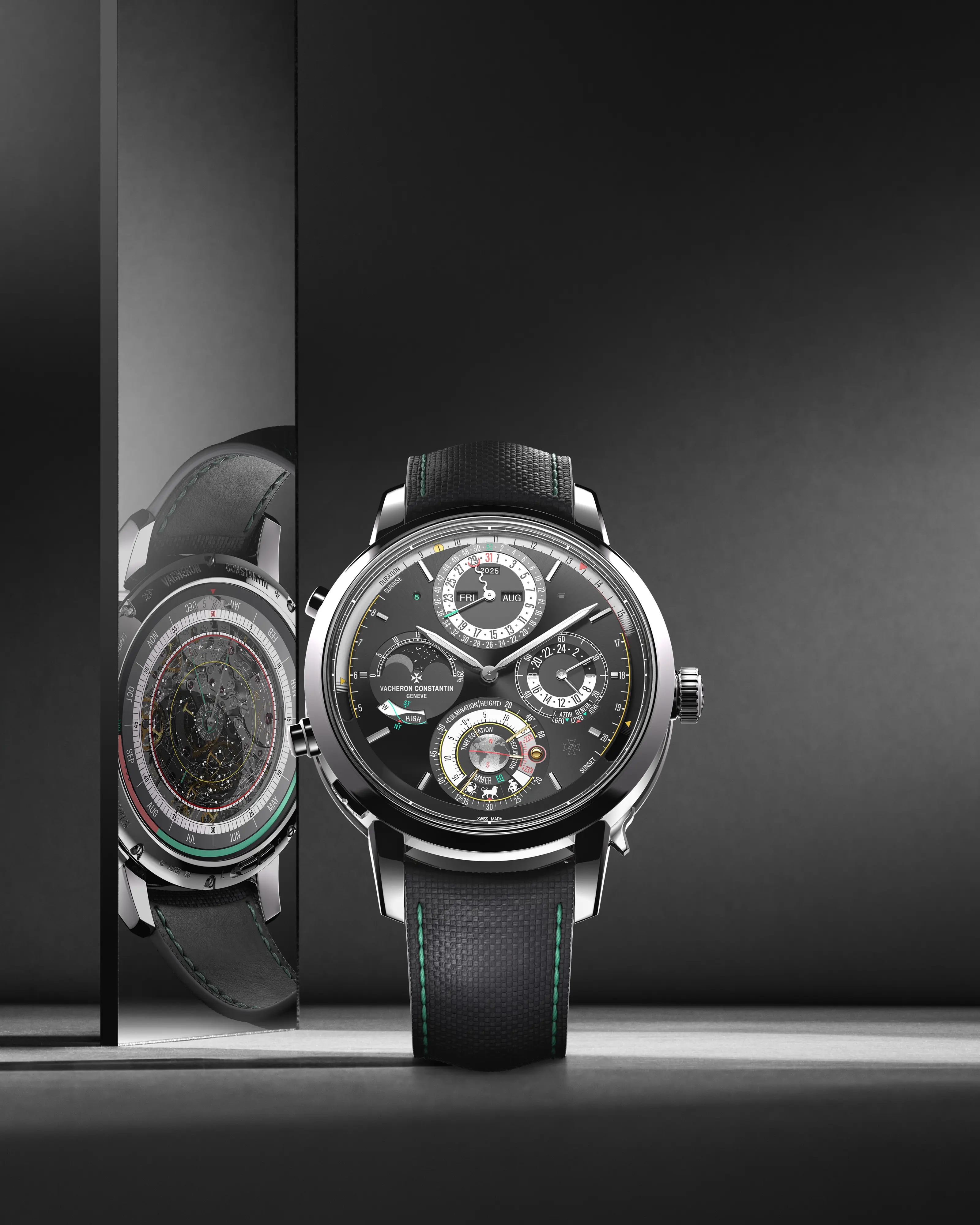 Black watch from les Cabinotiers with a mirror to see the back of the watch