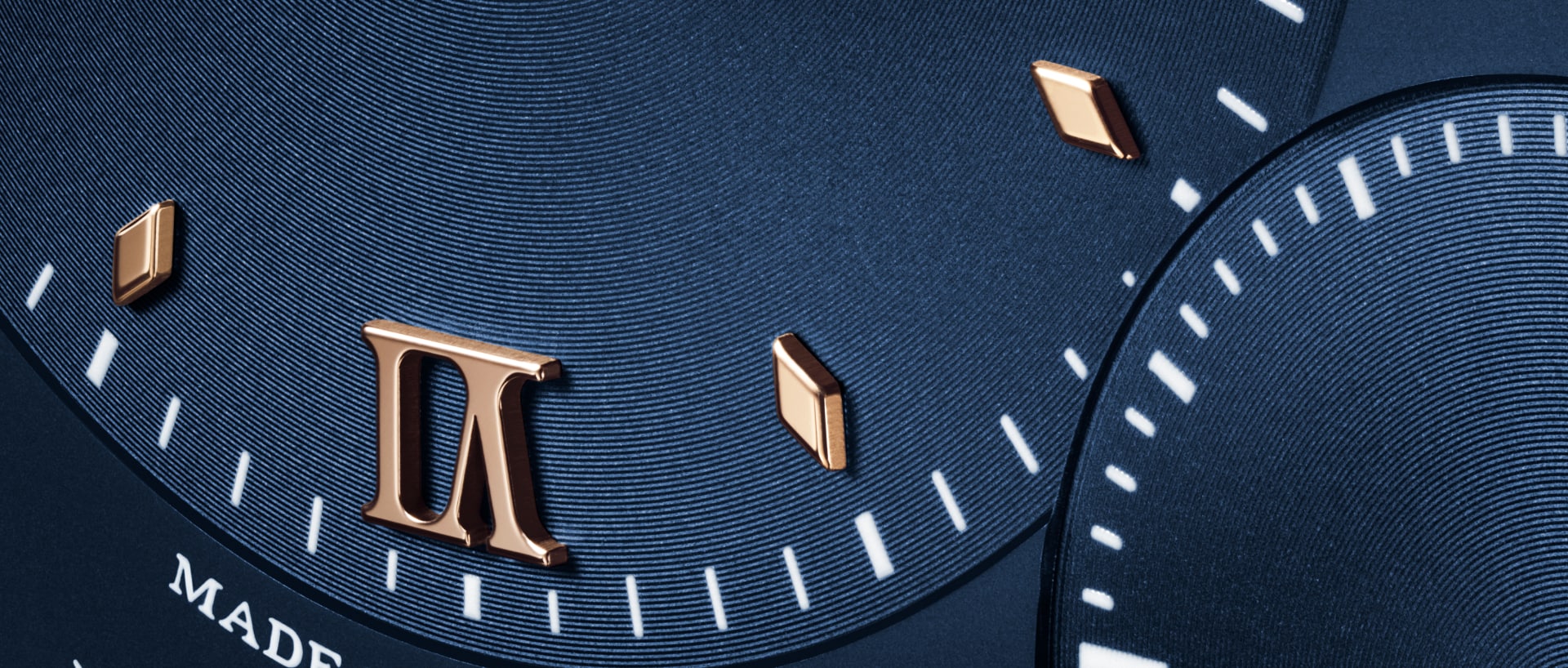 Close-up of a blue watch shield